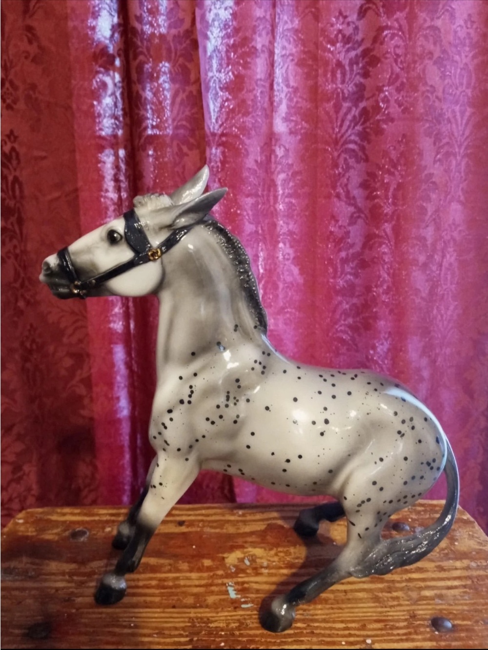 Breyer Balking Mule Vintage Model Horse Glossy 1994 Black Horse Ranch Appaloosa